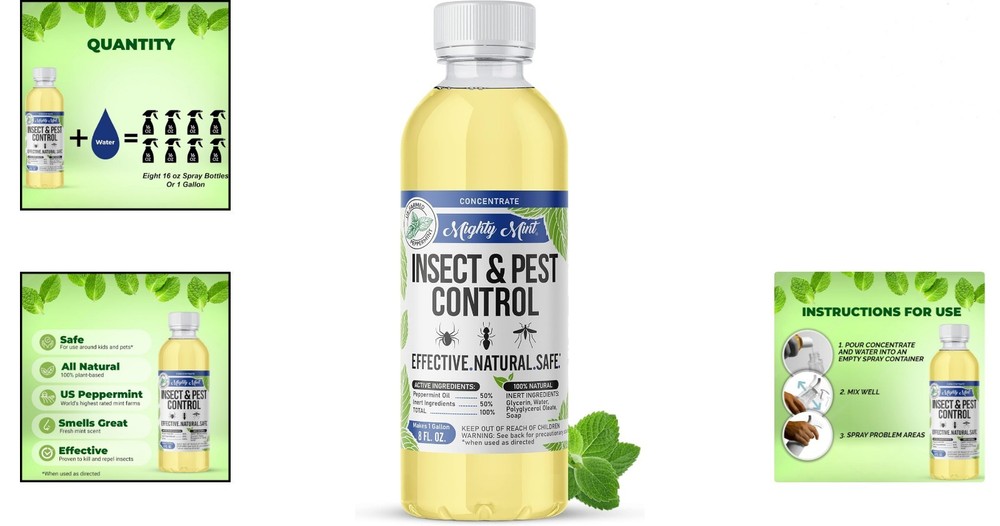 Pet-Friendly Peppermint Oil Bug Control Concentrate – 8 Oz – Safe & Effective