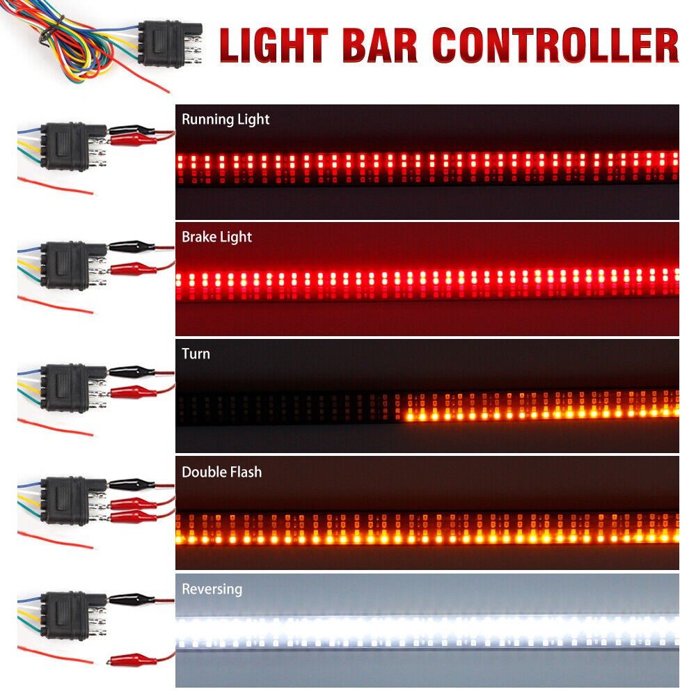 For Chevy Silverado LED Tailgate Light Bar 60" Triple Row 4 Row 6-Function Strip