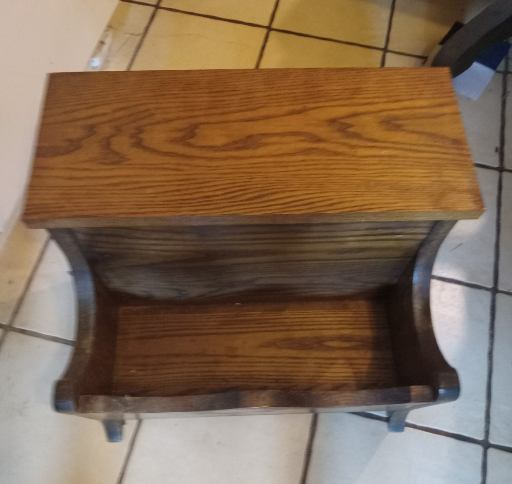 Solid Oak Magazine Rack Footstool / Side Table  (MRT-30)