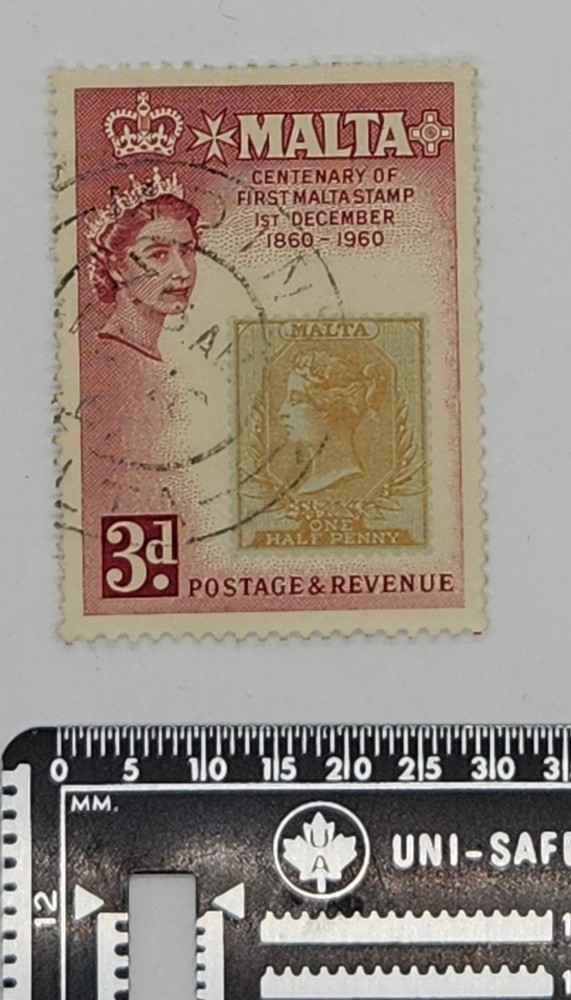 Postage Stamp Malta 1960 Yvert Centenary 3d Used