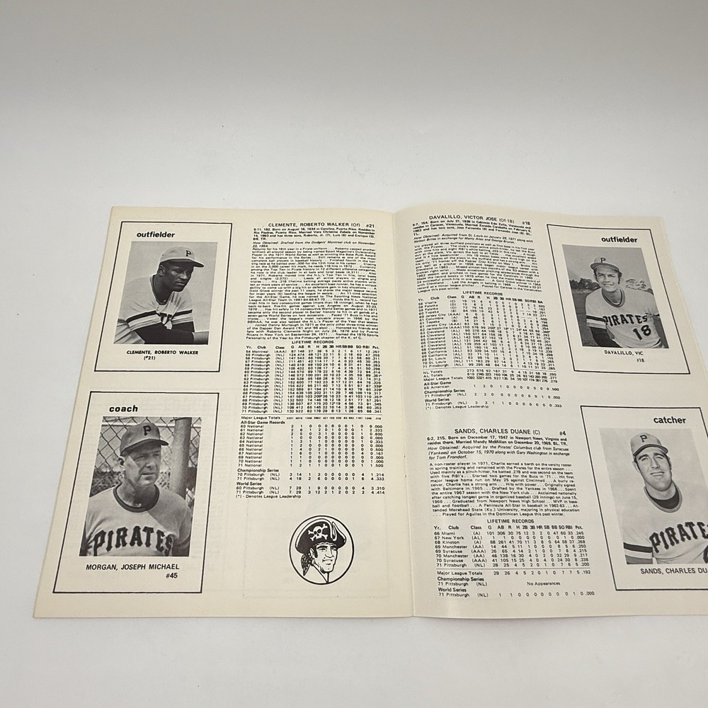 1972 Pirates Dodgers Spring Baseball Scorecard Program Roberto Clemente Stargell