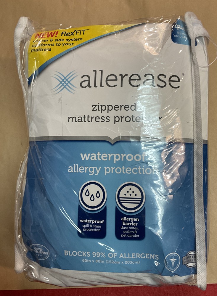 AllerEase Waterproof Allergy Protection Zippered Mattress Protector Queen Size
