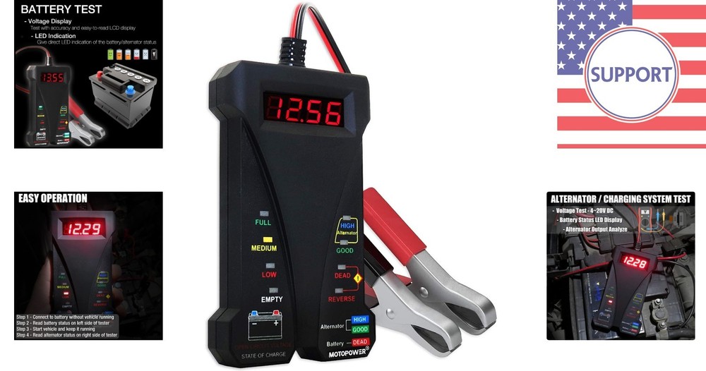 Precision 12V Battery and Charging System Analyzer with Safe Operation Features