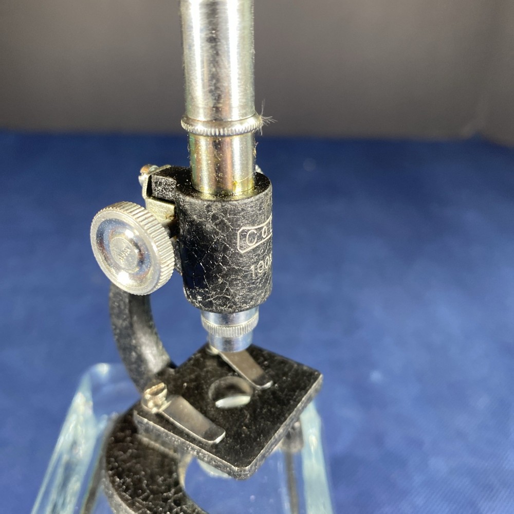 Miniature Microscope Black & Silver Metal - Approximately 4 Inches High