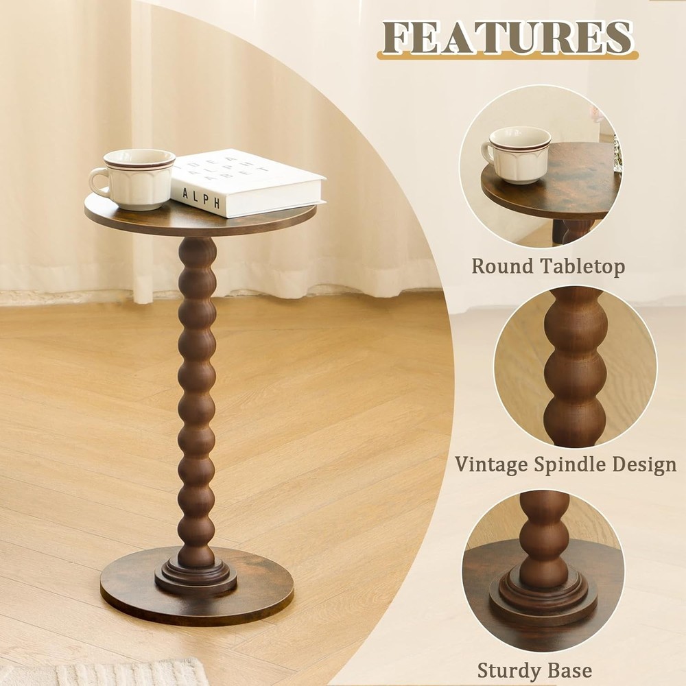 Round Side Table Small Drink Table Small Spaces Modern Accent Nightstand W/