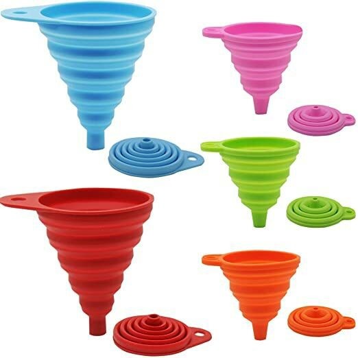 5X Silicone Collapsible Telescopic Foldable Mini Gel Funnel Kitchen Liquid Tools