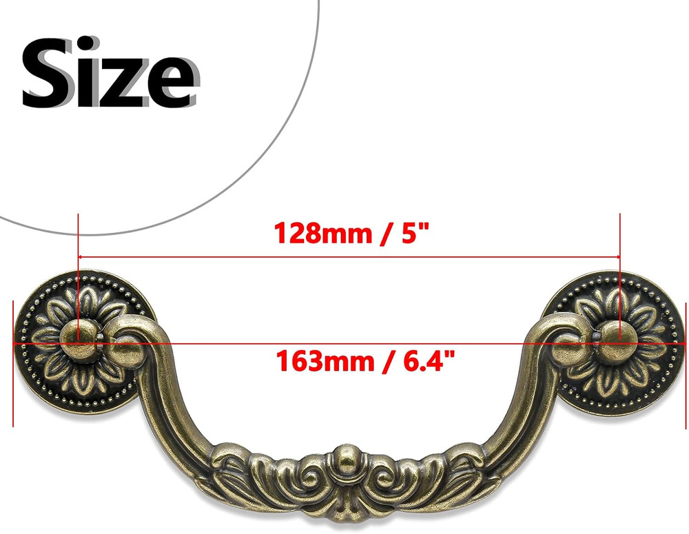 4 Pcs 5 Inch Bail Handle Drop Pulls Vintage Drop Bail Drawer Pulls Antique Bronz