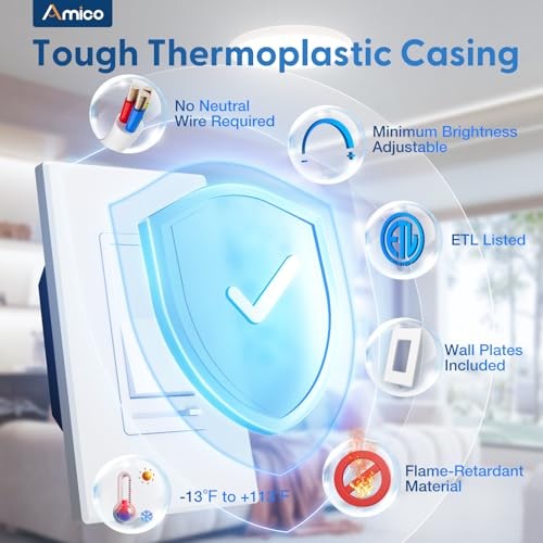 Pack Dimmer Light Switch, Single-Pole or 3-Way Slide Dimmer Standard 6 White