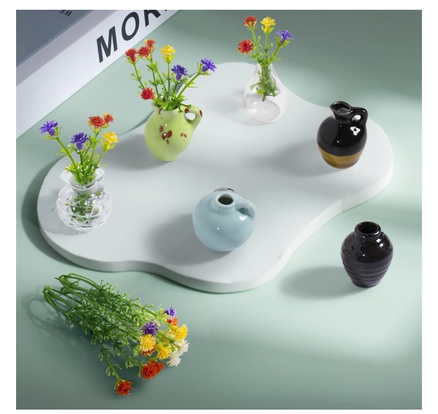 Mini Vase, Cute Magnetic Ceramic Vases (6 Pack)