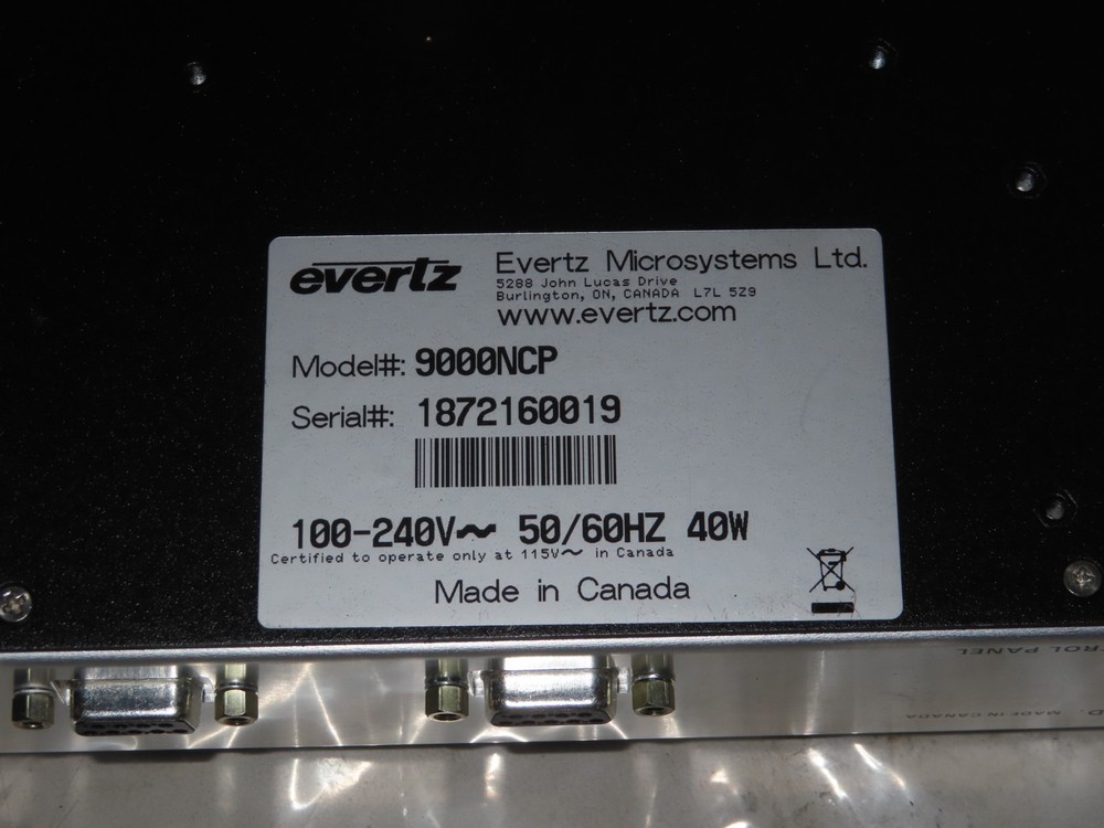 Evertz 9000NCP VistaLINK Network Control Panel (1RU)