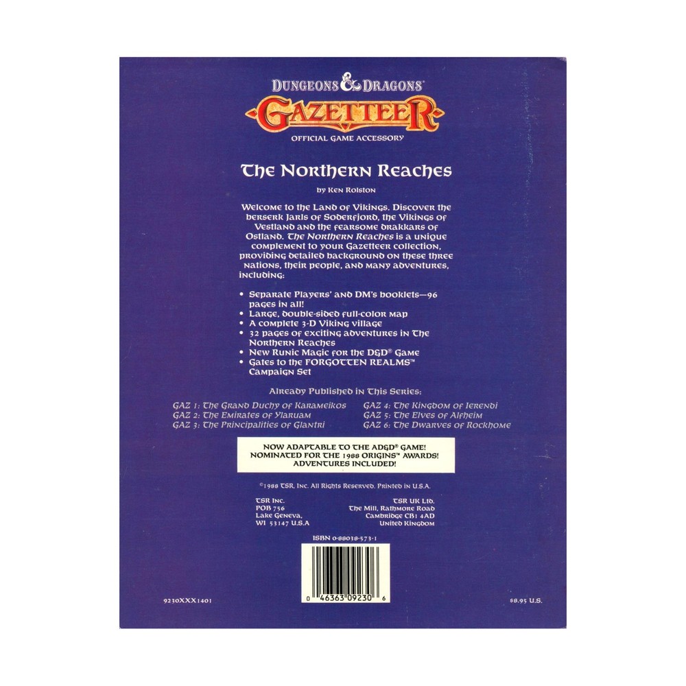 TSR Basic D&D Northern Reaches SW (VG+/New)