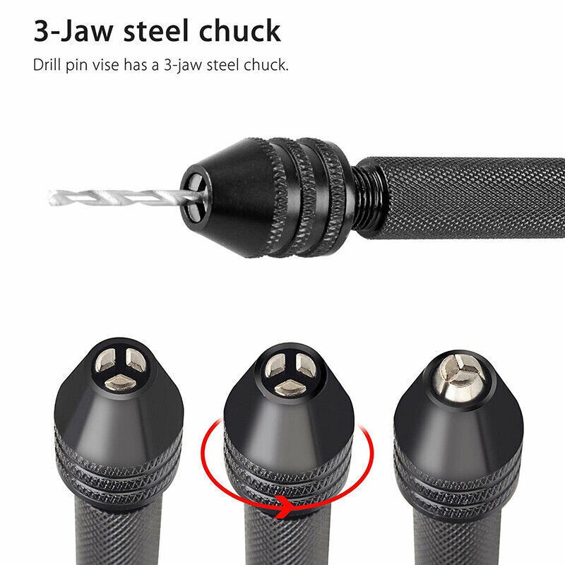 26Pcs Mini Micro Hand Drill Bits Small Manual Keyless Chuck Pin Vise Rotary Tool