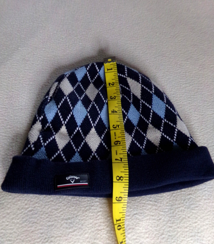 Callaway Golf Knit Hat Blue Argyle Pattern with Logo