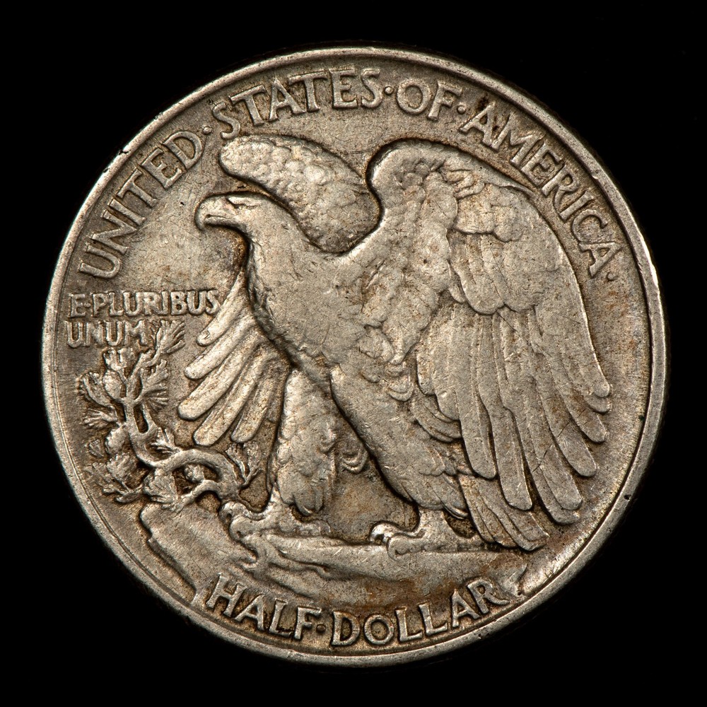 1945 50c Walking Liberty Half Dollar Mint Error Missing Initials - AU+ - Z5444