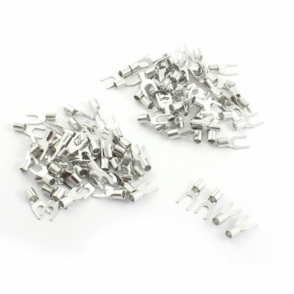 100pcs SNB5.5-5 + SNB5.5-4S Fork Type Non-Insulated Spade Cable Terminals #