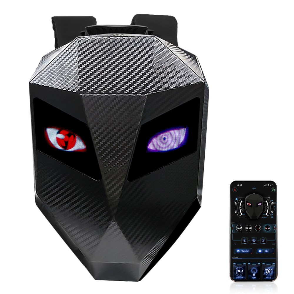 Carbon Fiber Motorcycle LED Knight Backpack Laptop Bag DIY programming Backpack