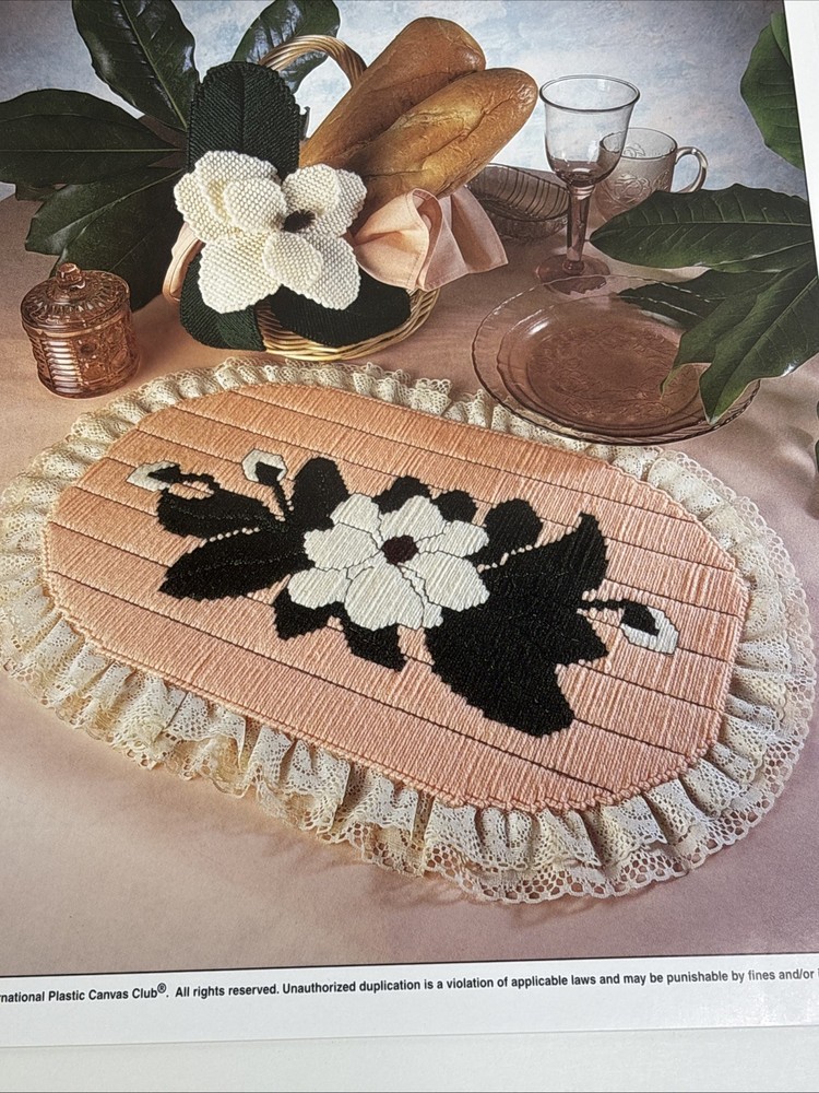 Magnolia Table Setting Place Mat Annie's Attic Plastic Canvas Pattern Page