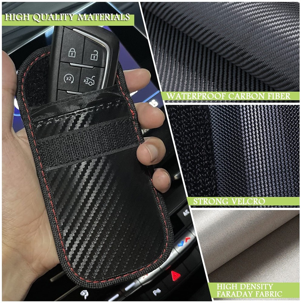 Faraday Box & 2 Pack Bag for Key Fob Protector, Medium, black