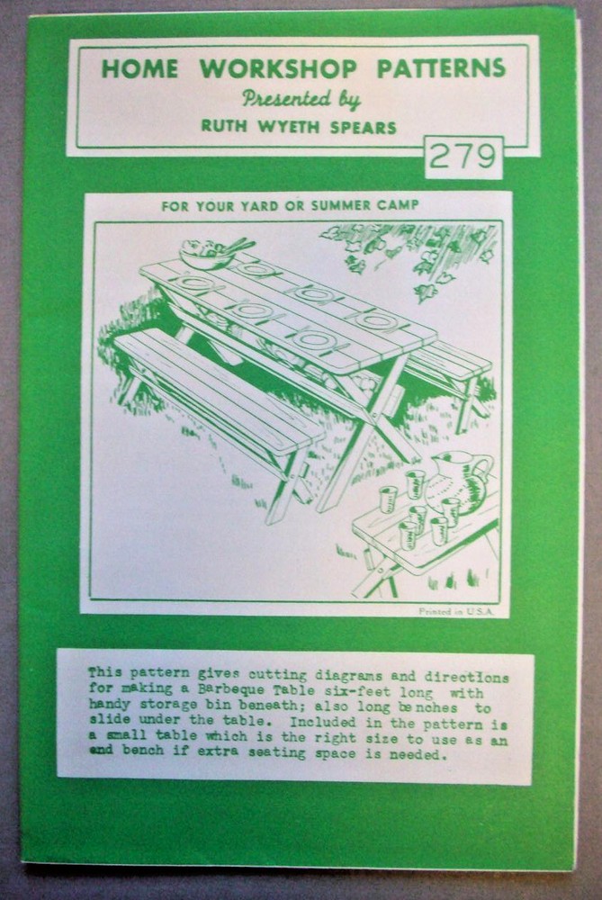 Picnic table and benches Spears woodworking pattern