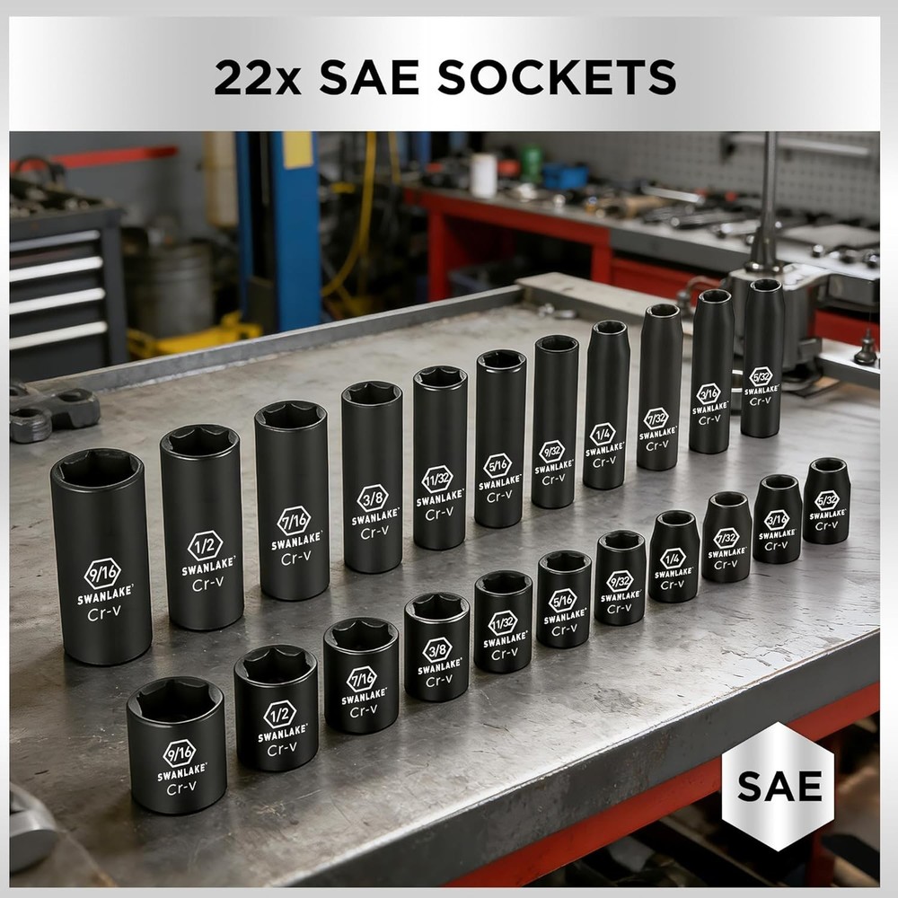 Professional SAE & Metric Socket Set with Ratchet