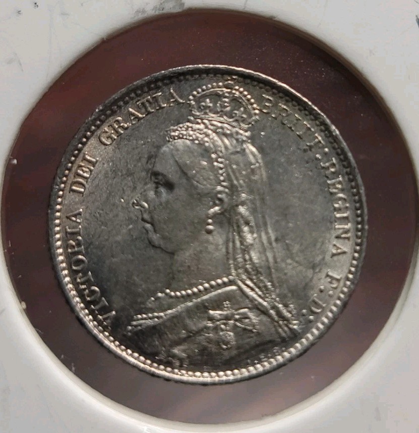 1887 GREAT BRITAIN SILVER 6 PENCE  uncirculated