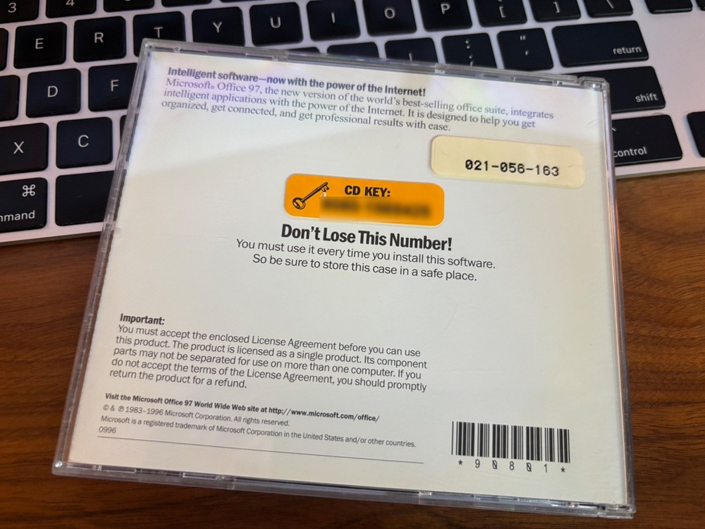 MICROSOFT OFFICE 97 STD. EDITION (CD, 1997 ) With CD Key Code