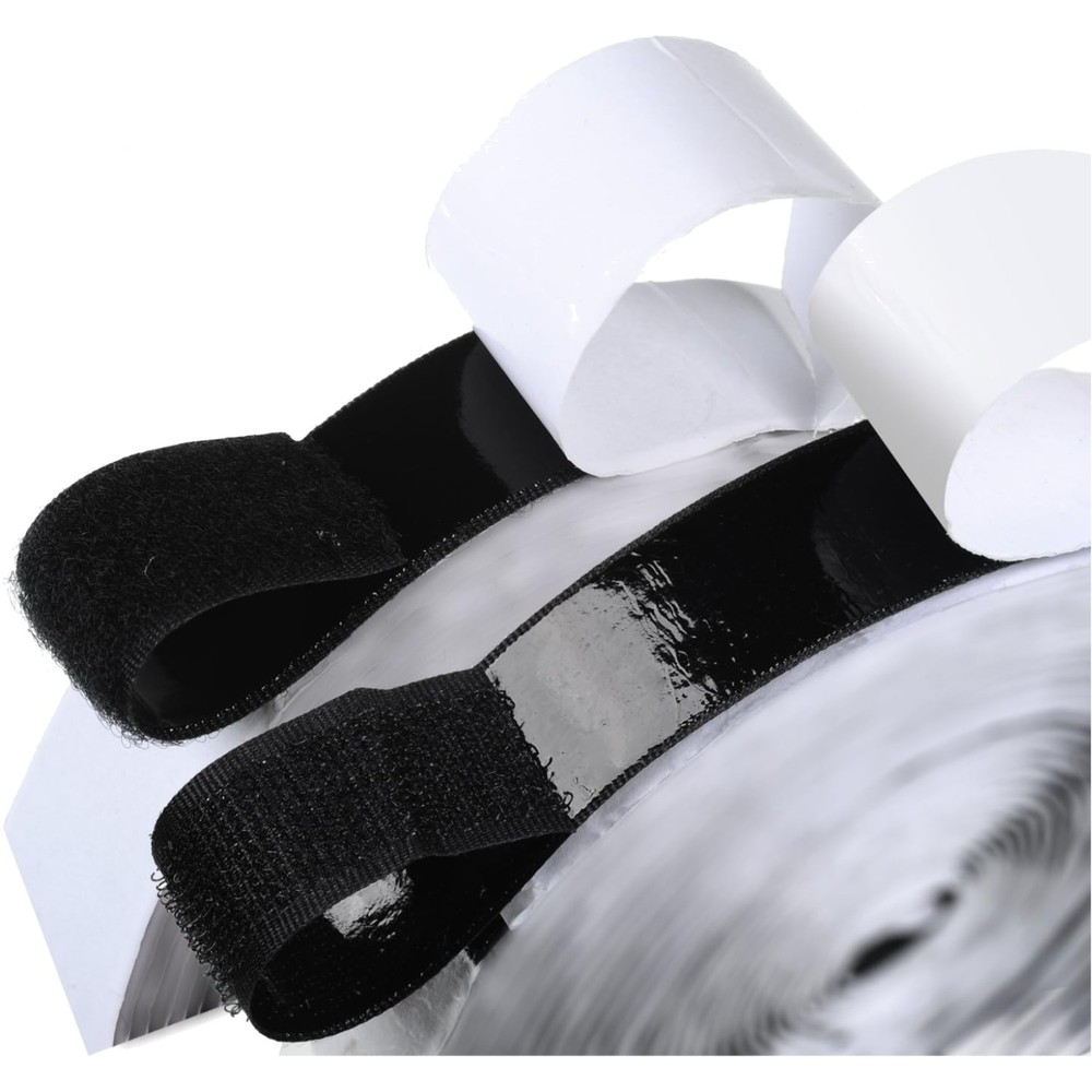 Versatile 16FT Hook and Loop Strips with Strong Adhesive - Black Nylon