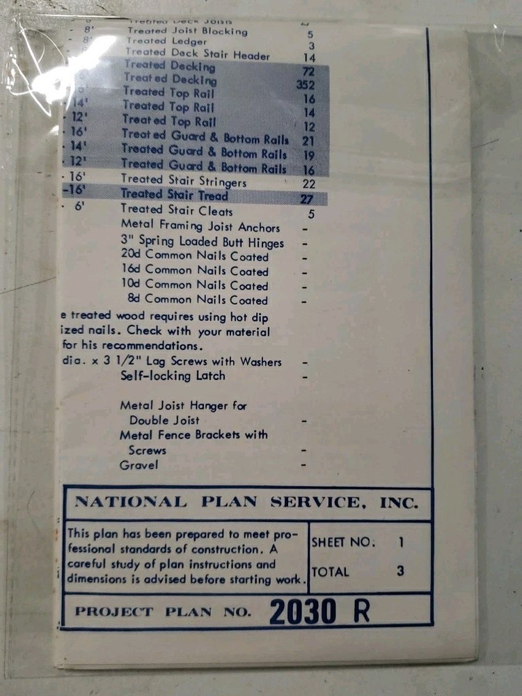 Ucando Pool Deck Plans B2030 R New In Package