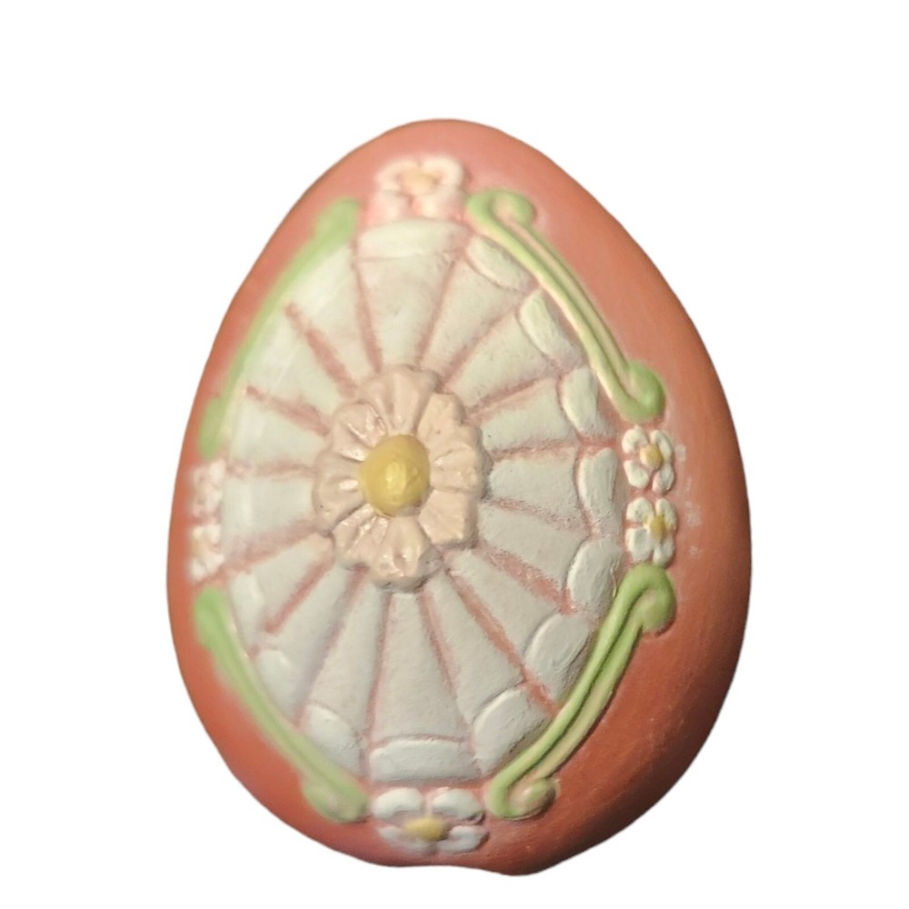 Vintage Easter Ceramic Basket with 3 Ceramic Eggs 1 Plastic Byron Molds Spring