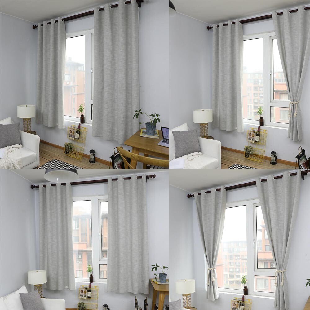 Plain Gray  Curtain Living Room Bedroom Window Drape Curtain Decor