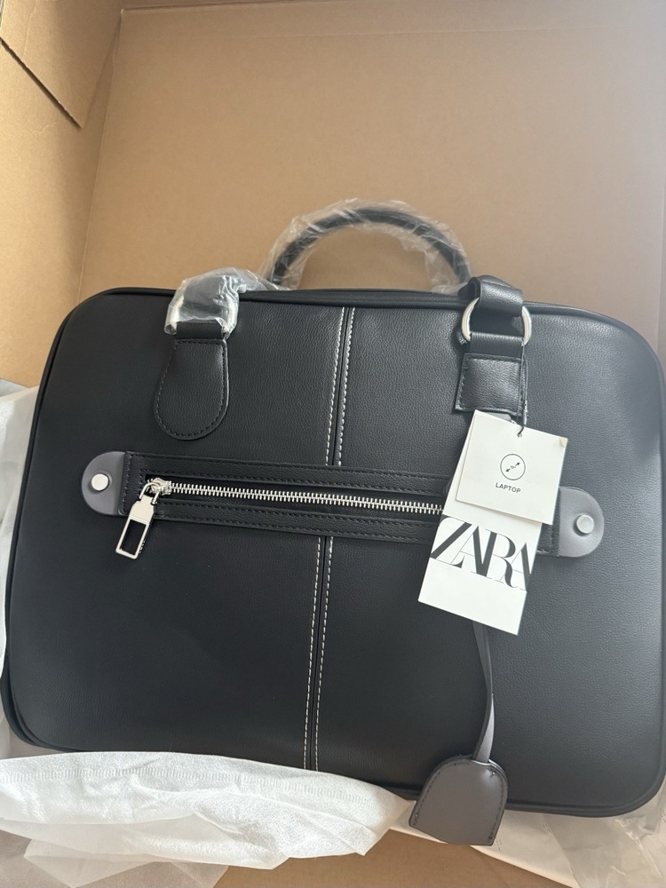 Zara Black Leather Business Case NWT