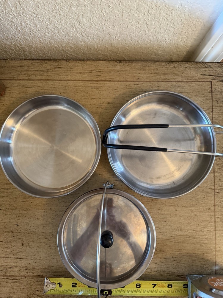 COPPER BOTTOM NESTING STAINLESS STEEL CAMPING COOKWARE MESS KIT