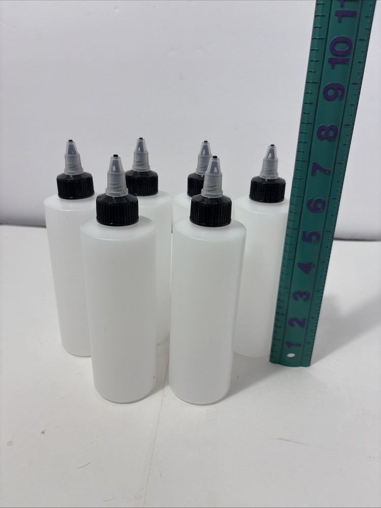 6 Dispensing Bottle,Empty Squeezable Bottle w Twist Top Cap(White,250ml)