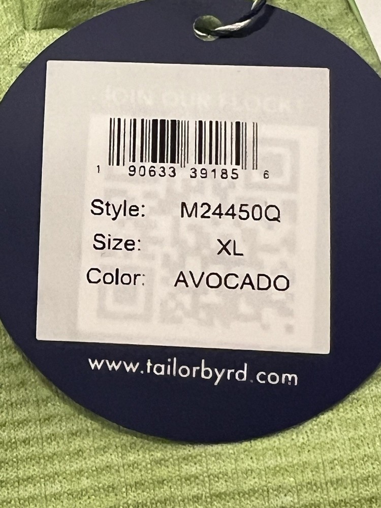 NWT Tailor Byrd Performance 1/4 Zip Pullover Avocado Green Men XL