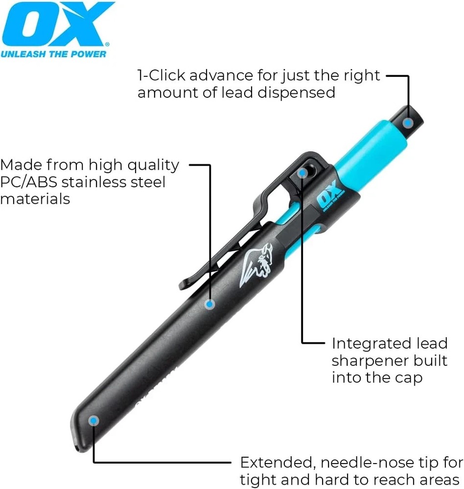 OX Tools Carpenter Pencils Pro Tuff Carbon Marking Pencil Mechanical Constructio