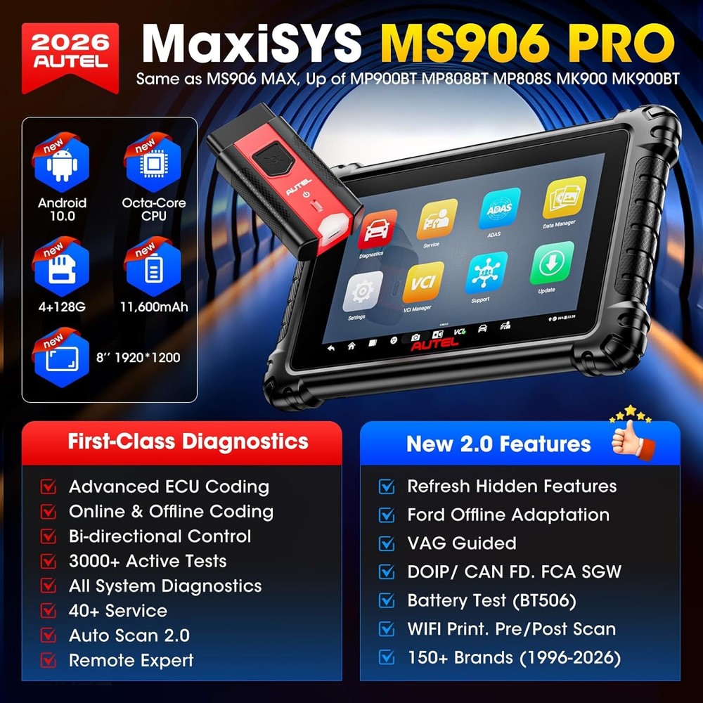 2026 Autel Scanner MaxiSys MS906 Pro Coding Full System Diagnostic Tool MK906PRO