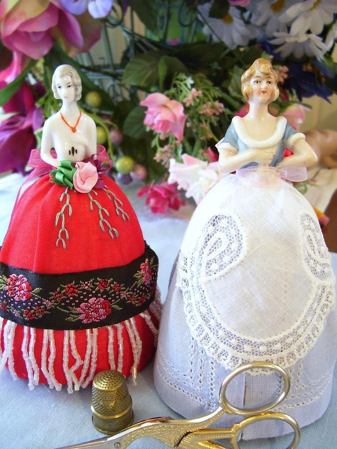 Half Doll, Pincushion, Pattern using Old Linens or Hanky's,