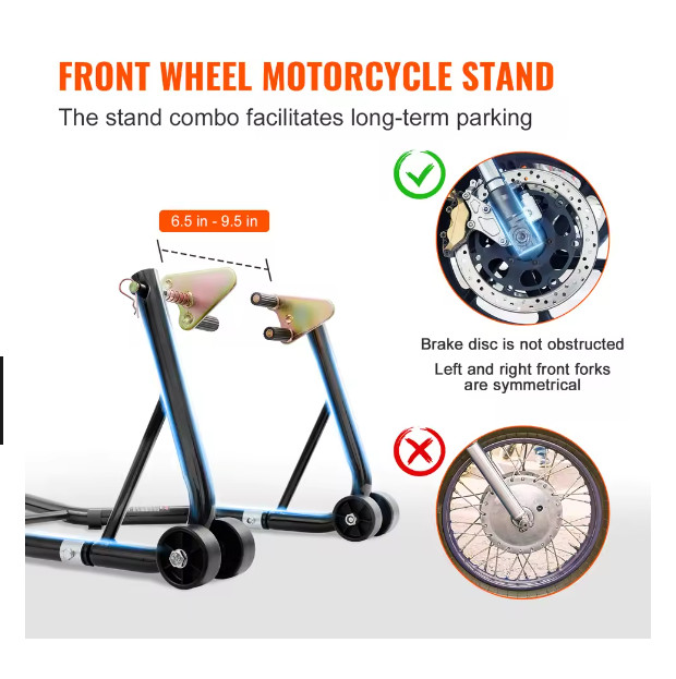 VEVOR Motorcycle Stand Lift 850lbs Front Rear Combo Stand - U Type L Type Fork