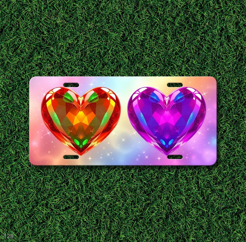 Romantic Hearts License Plate Custom Auto Tag Unique Gift