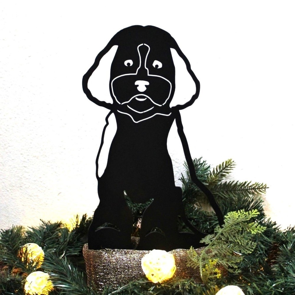Cavapoo Black Metal Dog Silhouette