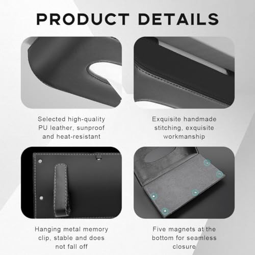 Car Tissue Holder, Leather Sun Visor Napkin Dispenser, Rectangular Paper Black
