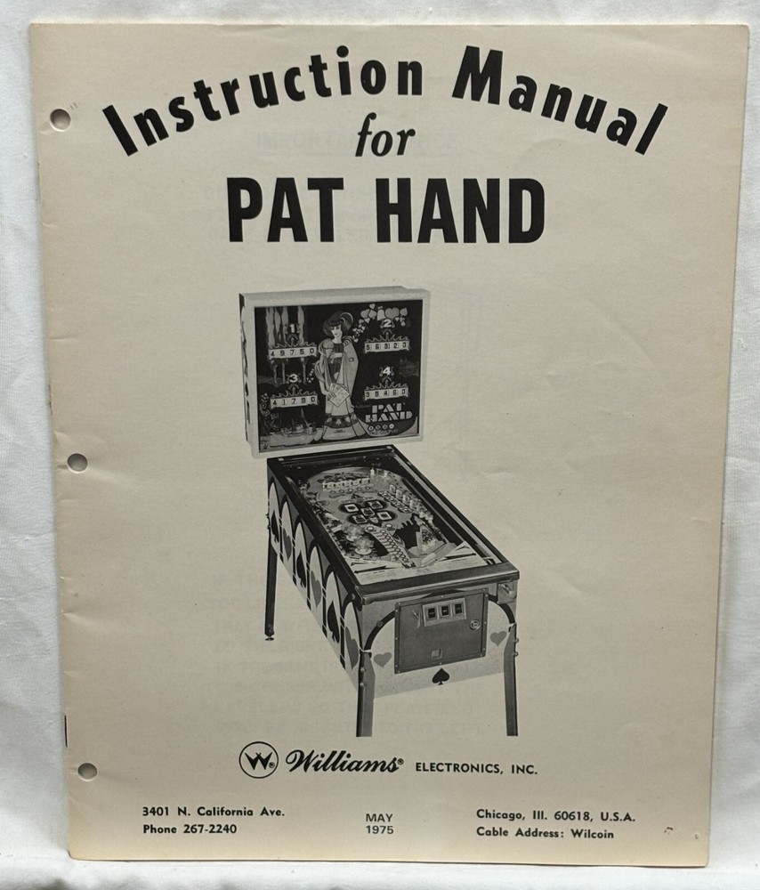 ORIGINAL-WILLIAMS-PAT HAND-INSTRUCTION MANUAL