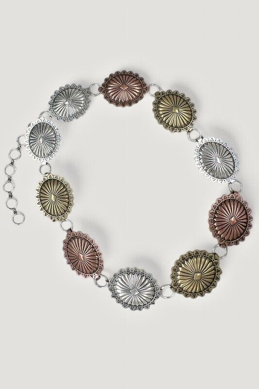 Tri Tone Concho Link Belt