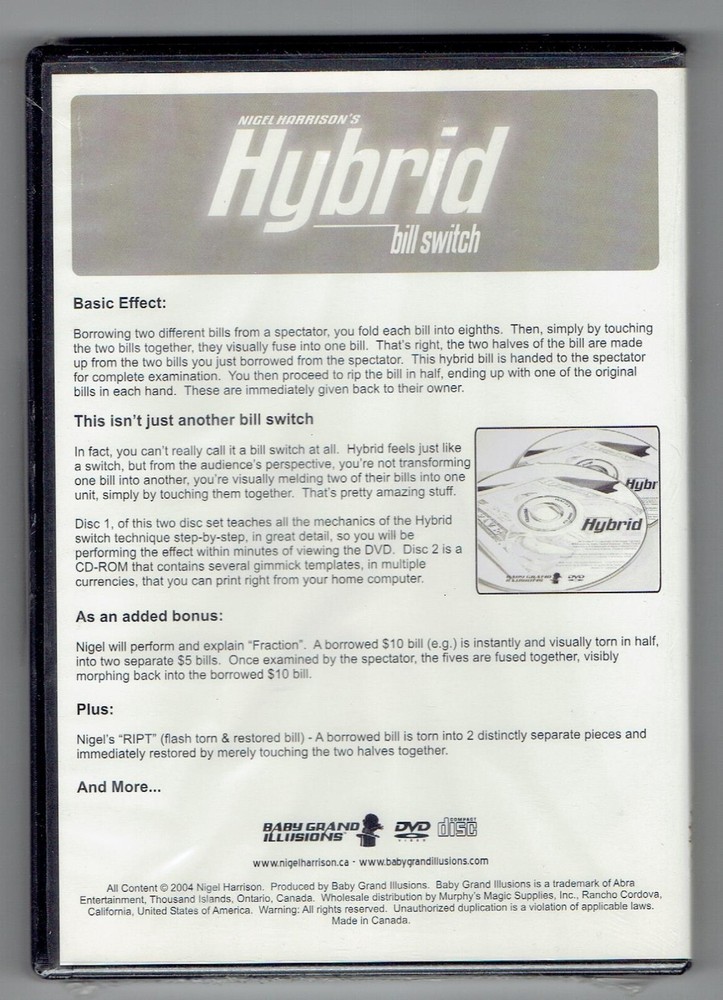 Hybrid DVD & CD by Nigel Harrison - New Magic DVD & CD