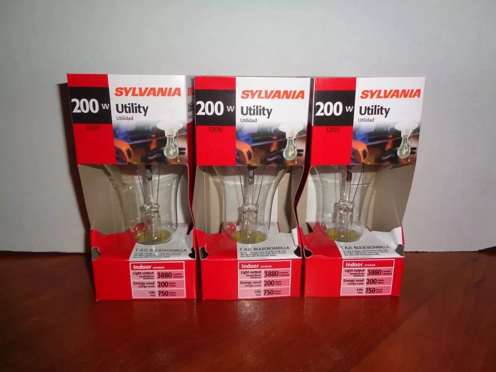 SYLVANIA A21 General Purpose Clear Light Bulb 200W Lot of 3