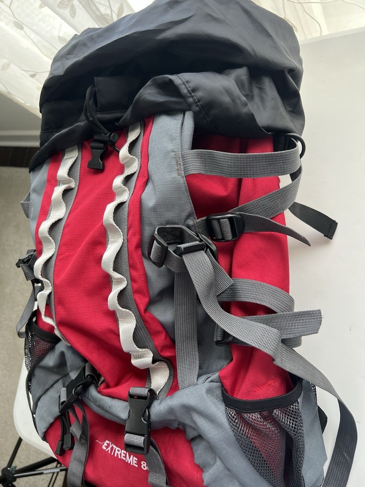 Outlander Extreme 80 Hiking Backpack Red Gray Reflective