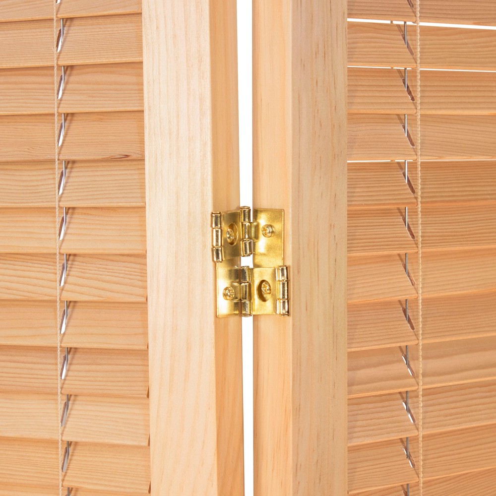 6 ft. Tall Adjustable Shutter Room Divider Natural 3 Panel