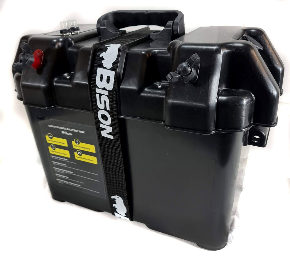 BISON BATTERY BOX CARRIER 5X USB PLUS 12V OUTPUTS BREAKERS DELUXE  V2