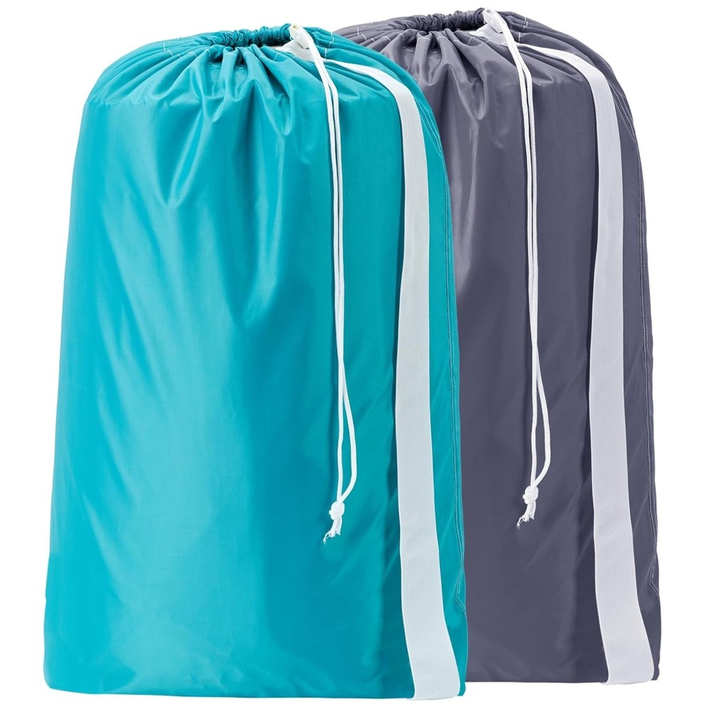Large Capacity Nylon Laundry Bags (2 Pack) - Durable & Stylish Storage Solution