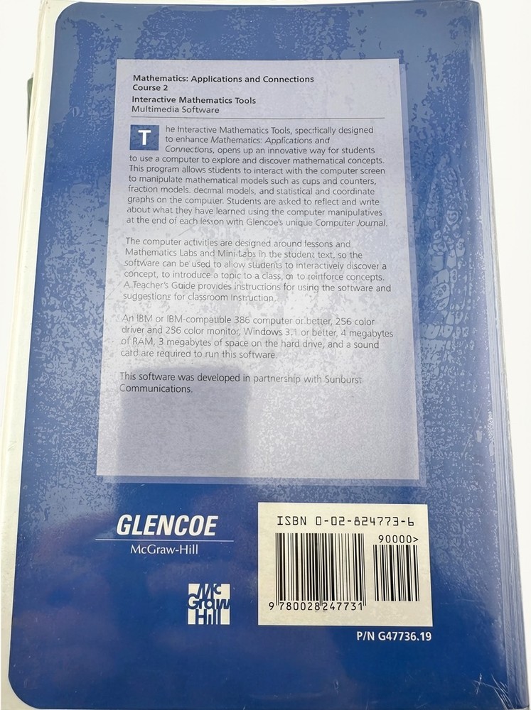 Glencoe Interactive Mathematics Tools Course 1 2 3 Windows Set 3 CD-ROM